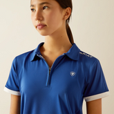 Ariat Youth Bandera 1/4 Short Sleeve Polo in Sodalite Blue
